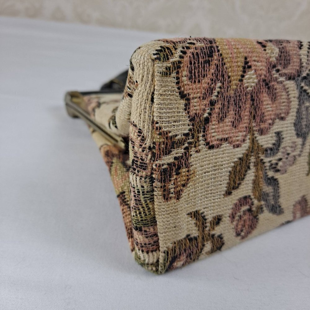 Dover 1950's Needlepoint Tapestry Frame Handbag Patent Top Handle Top Clasp Vtg - Picture 8 of 14